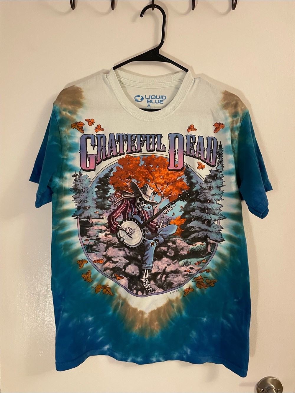 Liquid Blue Grateful Dead Tie-Dye T-Shirt - Blue/White/Orange